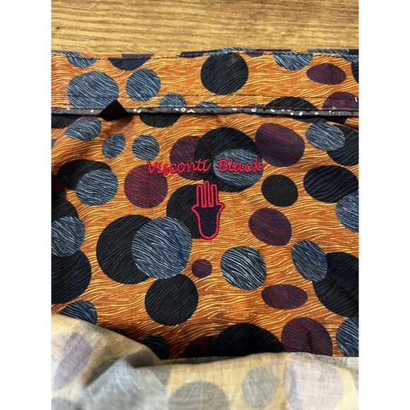 Visconti Men’s Long Sleeve Button-Up Shirt – Size Large – Brown/Blue Polka Dot - Picture 7 of 11